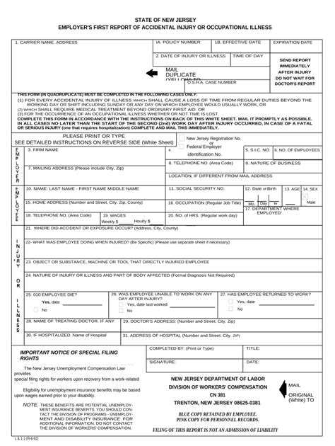 Workers Compensation Nj Forms Fill Out and Sign Printable PDF