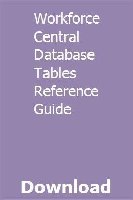 Workforce central database tables reference guide. - Lab line environ shaker manual 3527.
