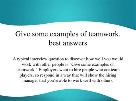 Working Together Examples Interview