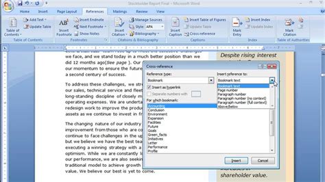 Working With Cross References in Word 2007