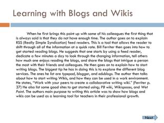 Working With Wikis And Blogs