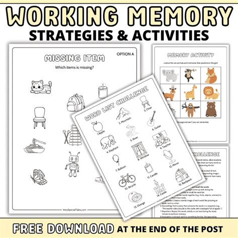 Working memory activities for students. in/eRN.  This set of activities cont...