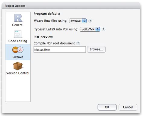 Working with Multiple Rnw Files in the RStudio IDE