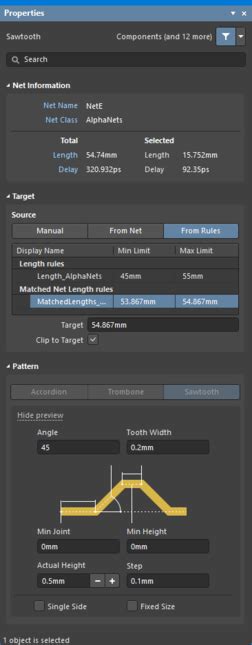 Working with a Sawtooth Object on a PCB in Altium Designer