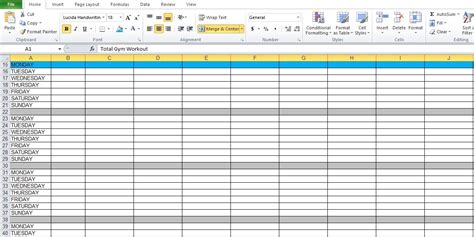 Workout Excel Sheet Tutor Suhu