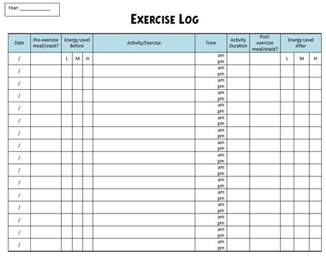 Workout Log Template EOUA Blog