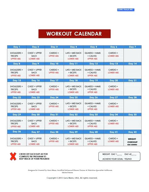Workout Program Template Template Business