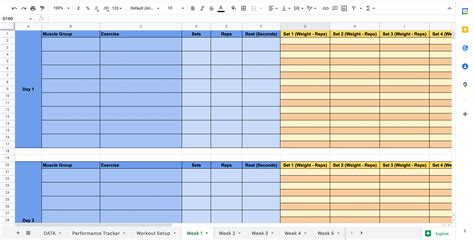 Workout Schedule Template Google Sheets