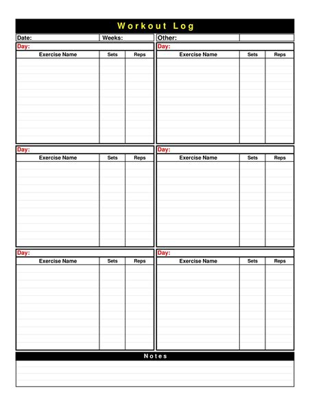 Workout log template. Free Workout Chart. This free Workout Chart template focuses on weight lifting exercises, and can be used to structure your overall weight lifting program, including warm up, core body, upper body, lower body, and cool down exercises. This workout chart allows you to list the type of exercise, how many sets and reps, how much weight, and … 