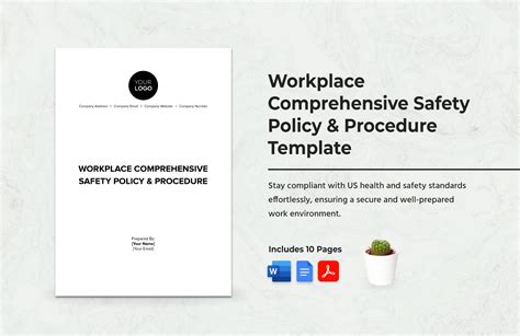Workplace Comprehensive Safety Policy & Procedure Template in Word, PDF