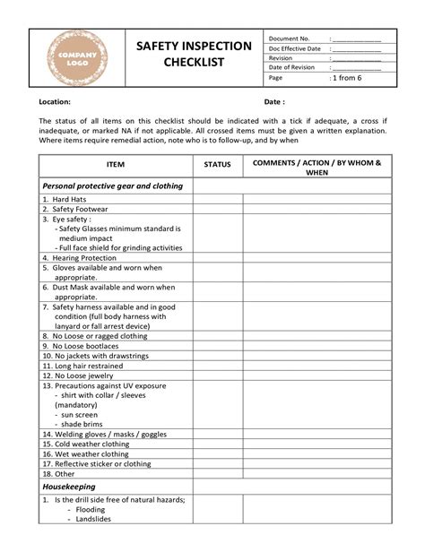 Workplace safety inspection checklist template word.  Safety Audit Checklist, Hazard I...