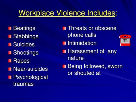 According to OSHA. Workplace violence is any act or threat of physical violence, harassment, intimidation, or other threatening disruptive behavior that occurs at the work site. It ranges from threats and verbal abuse to physical assaults and even homicide. It can affect and involve employees, clients, customers and visitors.