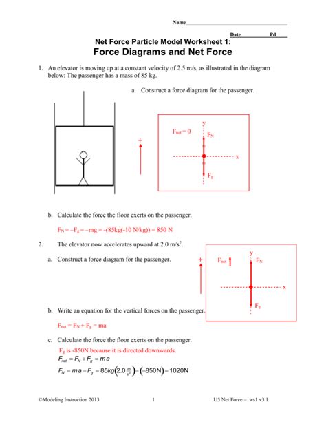 Worksheet 1 Free Body Or Force Diagrams Answer Key Printable Word