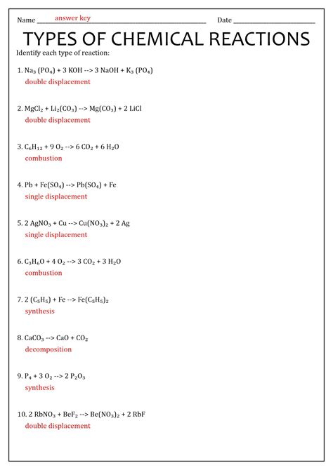Worksheet 3 Reactions Answers