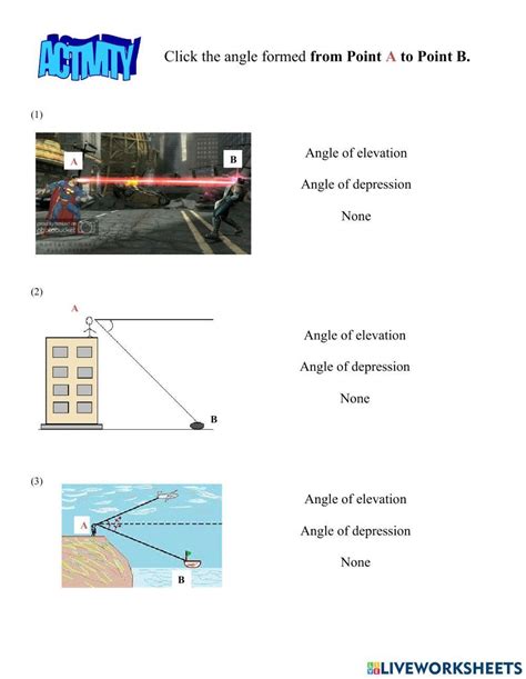 Worksheet Angles Of Elevation & Depression) Worksheet