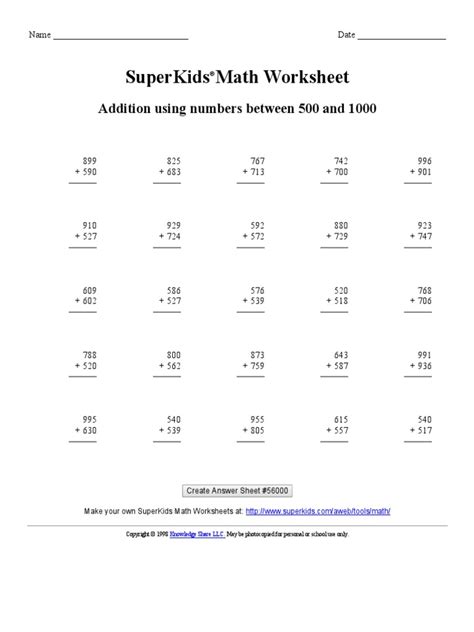 Worksheet Answers Superkids Math