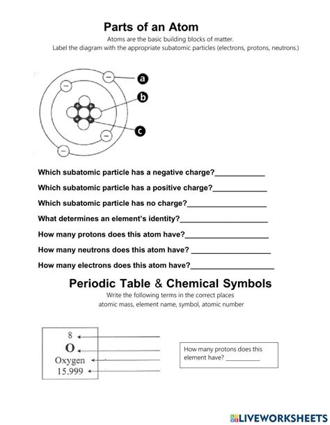 Worksheet Atom Of Answer Parts An Key