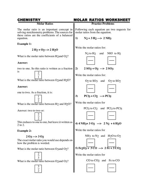 Worksheet Chemistry Answers