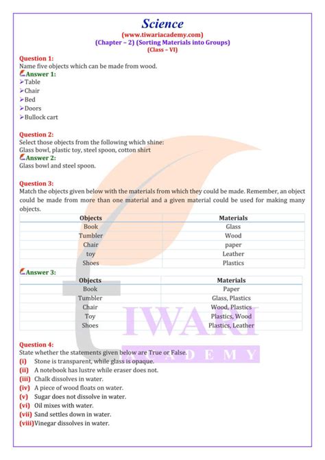 Worksheet For Class 6 Science Chapter 2 Maryann Kirby #39 s Reading