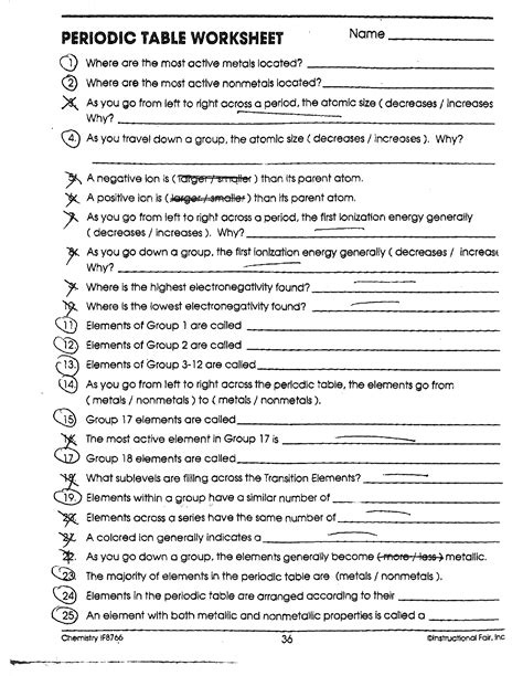Worksheet If8766 Chemistry Periodic Table Answers