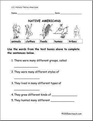 Worksheet Native Americans Primary Elementary Abcteach