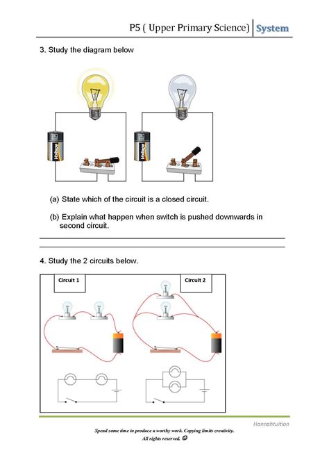 Worksheet On Electric Circuit For Class 6