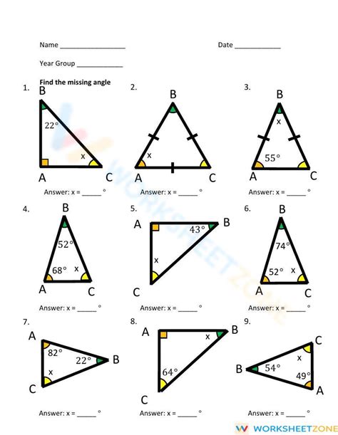 Worksheet On Finding Missing Angles In A Triangle
