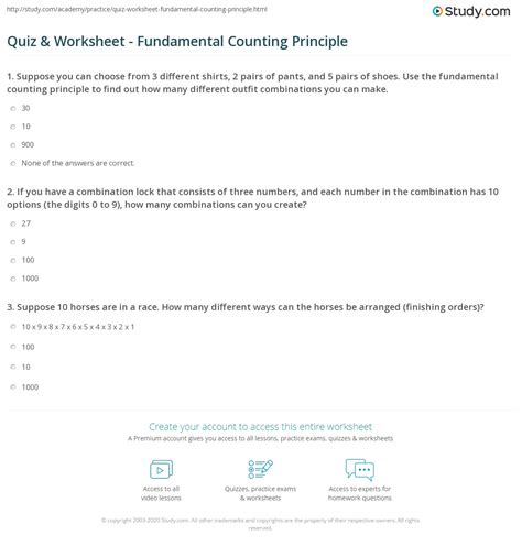 Worksheet Principle With Counting Answers