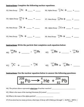 Worksheet Radioactive Decay + Fission/Fusion KEY