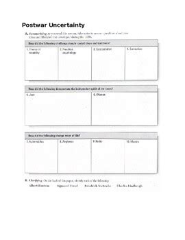 Worksheet Uncertainty Answers Postwar