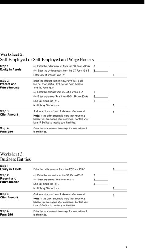 Worksheet for Offer in Compromise - Self-Employed …