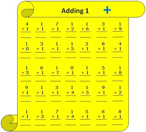 Worksheet on Adding 1 Practice Numerous Questions Add a Number with 1