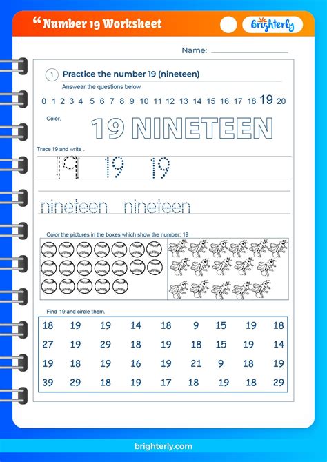 Worksheet on Number 19 Free Printable Worksheet on Number 19