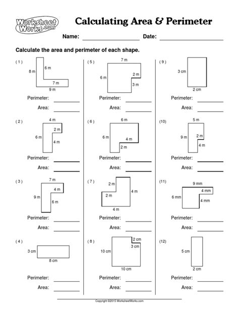 WorksheetWorks Calculating Area Perimeter 1