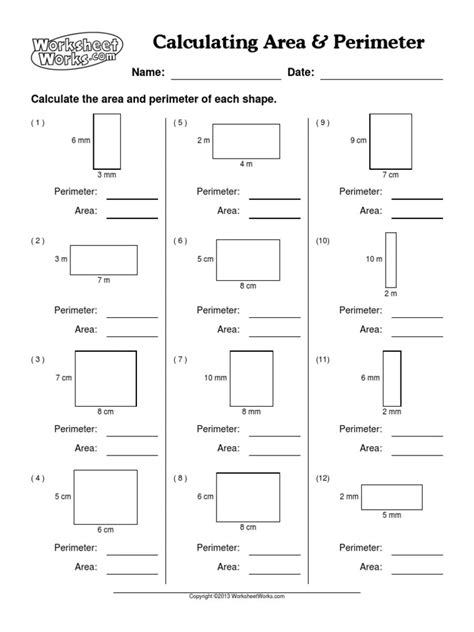 WorksheetWorks Calculating Area Perimeter 1 Distance Elementary