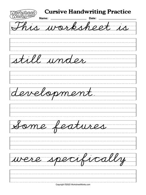 WorksheetWorks Cursive Handwriting Practice 1