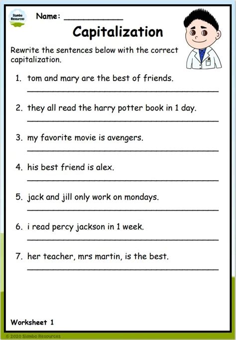 Worksheets On Capitalization