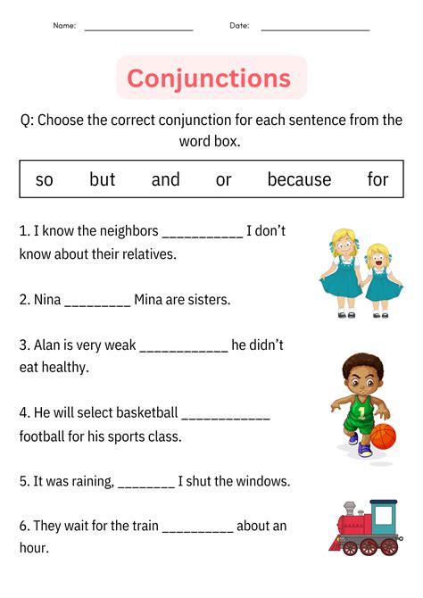 Worksheets On Conjunctions