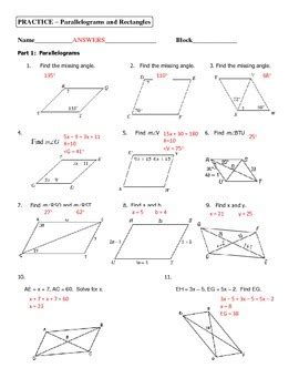 Worksheets On Parallelograms Geometry