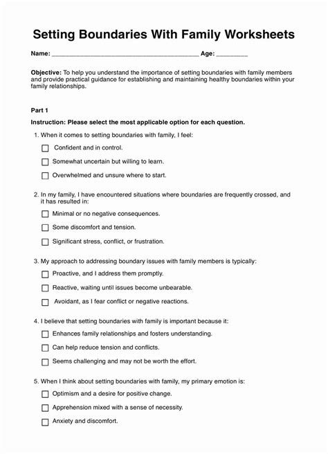 Worksheets family relationships.  Practicing boundary-setting leads to inc...