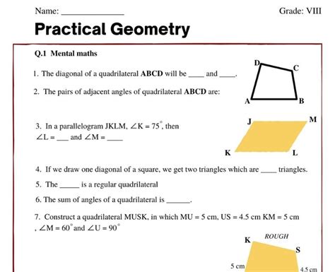 Worksheets for Class 8 Practical Geometry - StudiesToday