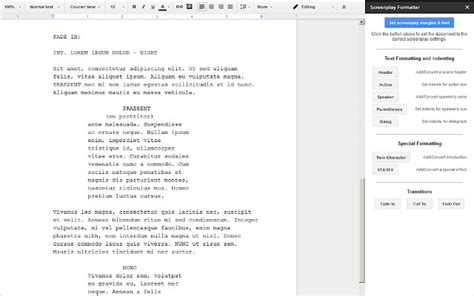 Worksheets for Script Format Google Docs
