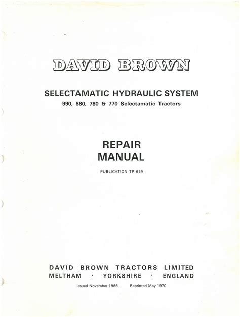 Workshop manual for david brown selectamatic 880. - Manuale di servizio escavatore volvo ec 15.
