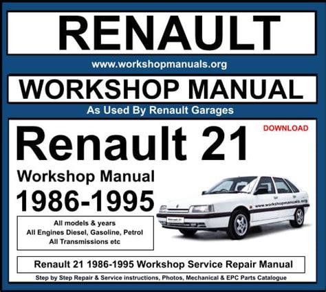 Workshop repair manual renault 21 club. - Homme, la vie - la science - l'art.