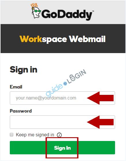 Workspace Login to GoDaddy Email Account with your own... iBuildApp