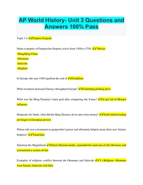 World Cp B History 9 Unit Answers