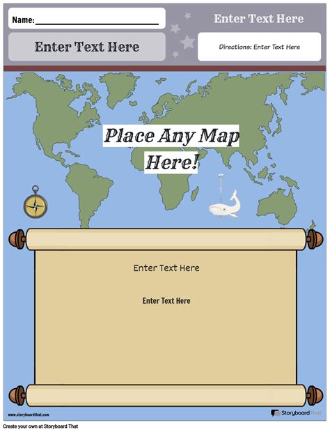 World Map Worksheet Color Portrait with Scroll