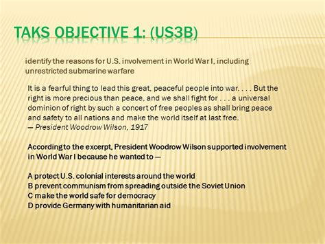 World War 1 Taks Objective Answers
