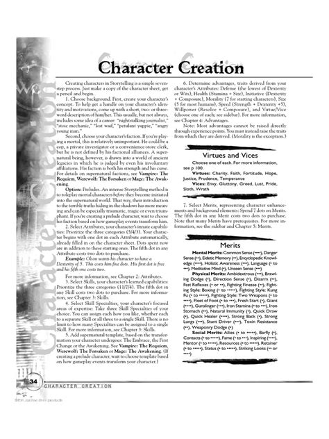 World of darkness character creation guide. com.  The “creating epic ...