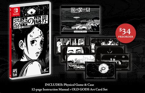 World of horror switch. World of Horror. World of Horror, also known by its Japanese title Kyōfu no Sekai (恐怖の世界), is a role-playing video game with a 1-bit pixel art style inspired by the works of H. P. Lovecraft and Junji Ito. [3] The game was created by Polish developer Paweł Koźmiński and published by Ysbryd Games. [4] 